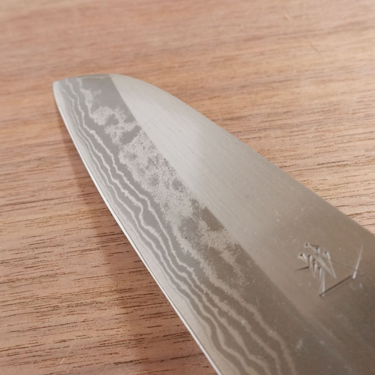 Echizen Wa-Santoku Knife, Sharpened, Damascus, All-Purpose Knife, Unused Stored Item, Boxed, 175mm