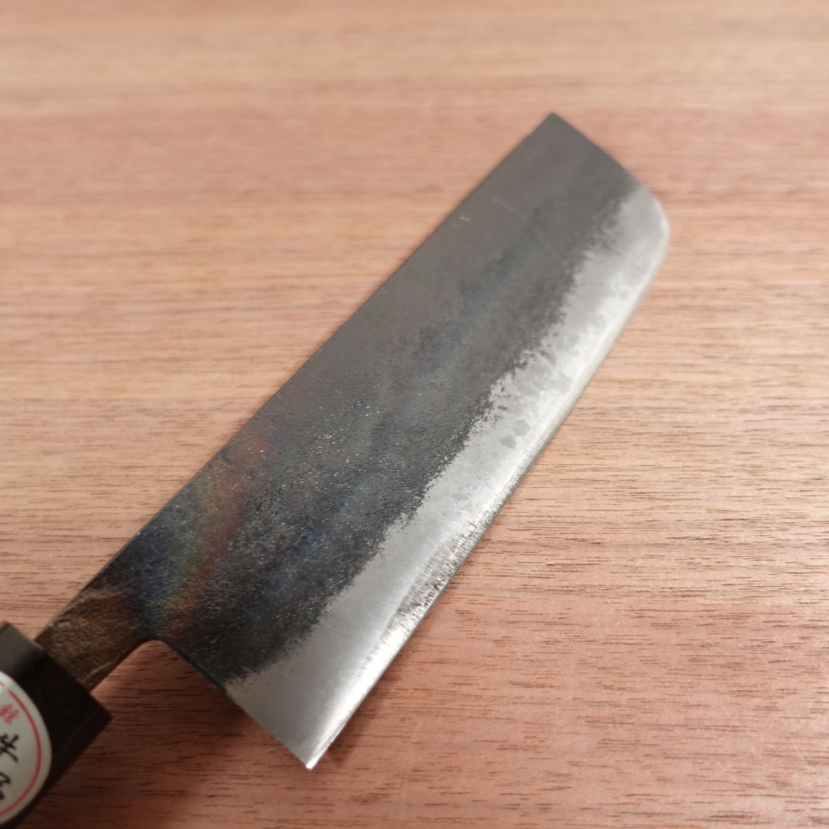 Sakuhiro Nakiri Knife, Sharpened, Kurouchi Finish, Water Buffalo Handle, Hand-Forged, Boxed, Unused Stored Item, 165mm