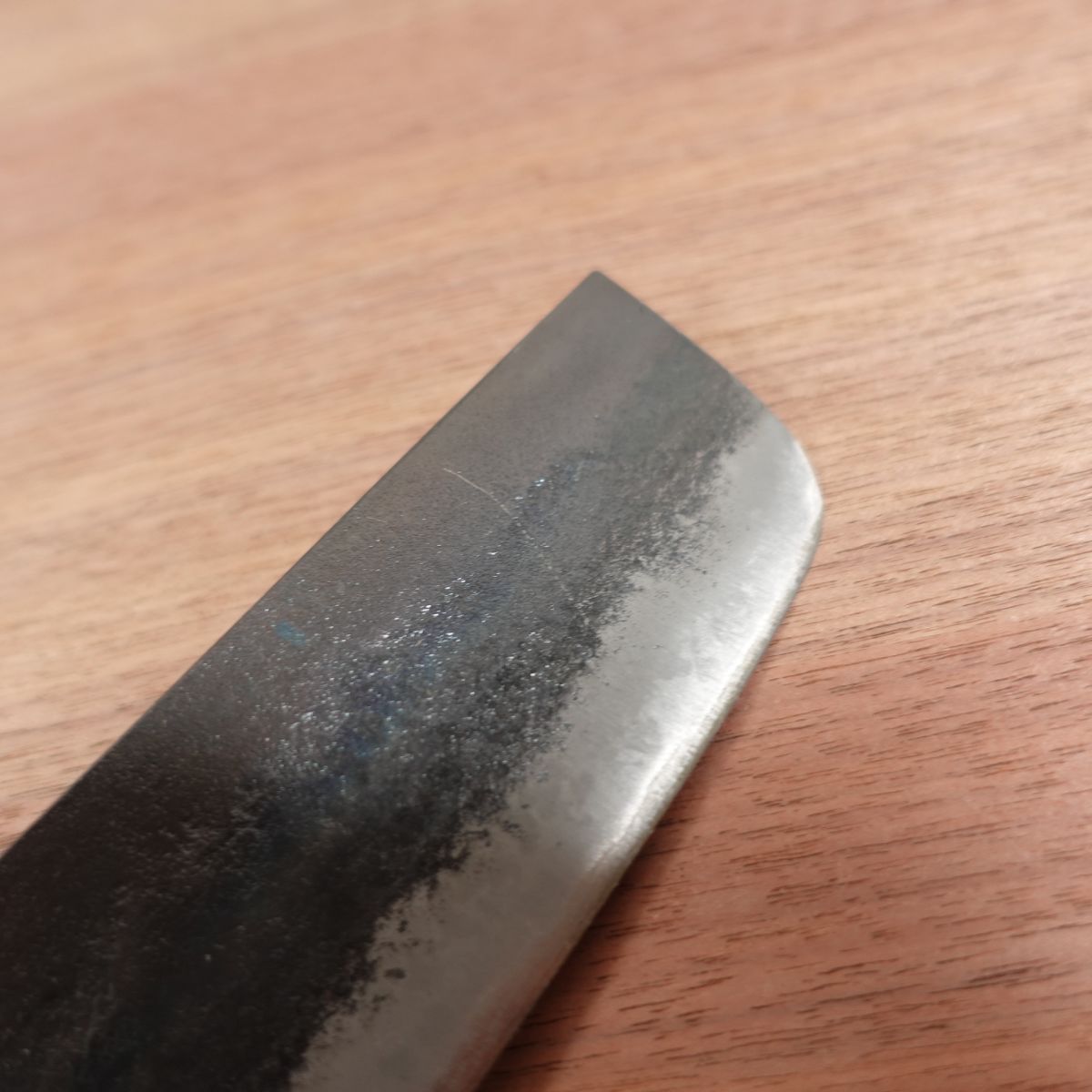 Sakuhiro Nakiri Knife, Sharpened, Kurouchi Finish, Water Buffalo Handle, Hand-Forged, Boxed, Unused Stored Item, 165mm