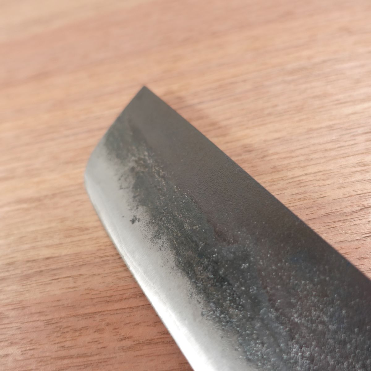Sakuhiro Nakiri Knife, Sharpened, Kurouchi Finish, Water Buffalo Handle, Hand-Forged, Boxed, Unused Stored Item, 165mm