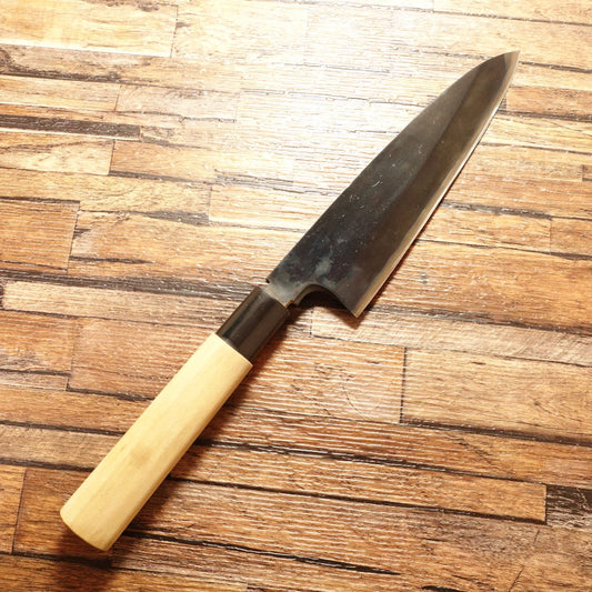 [HYPER REBORN] Miyabun Deba Knife, Sharpened, Black Oxide Finish, Slim Funayuki, Hagane, Single-Edged, 185mm