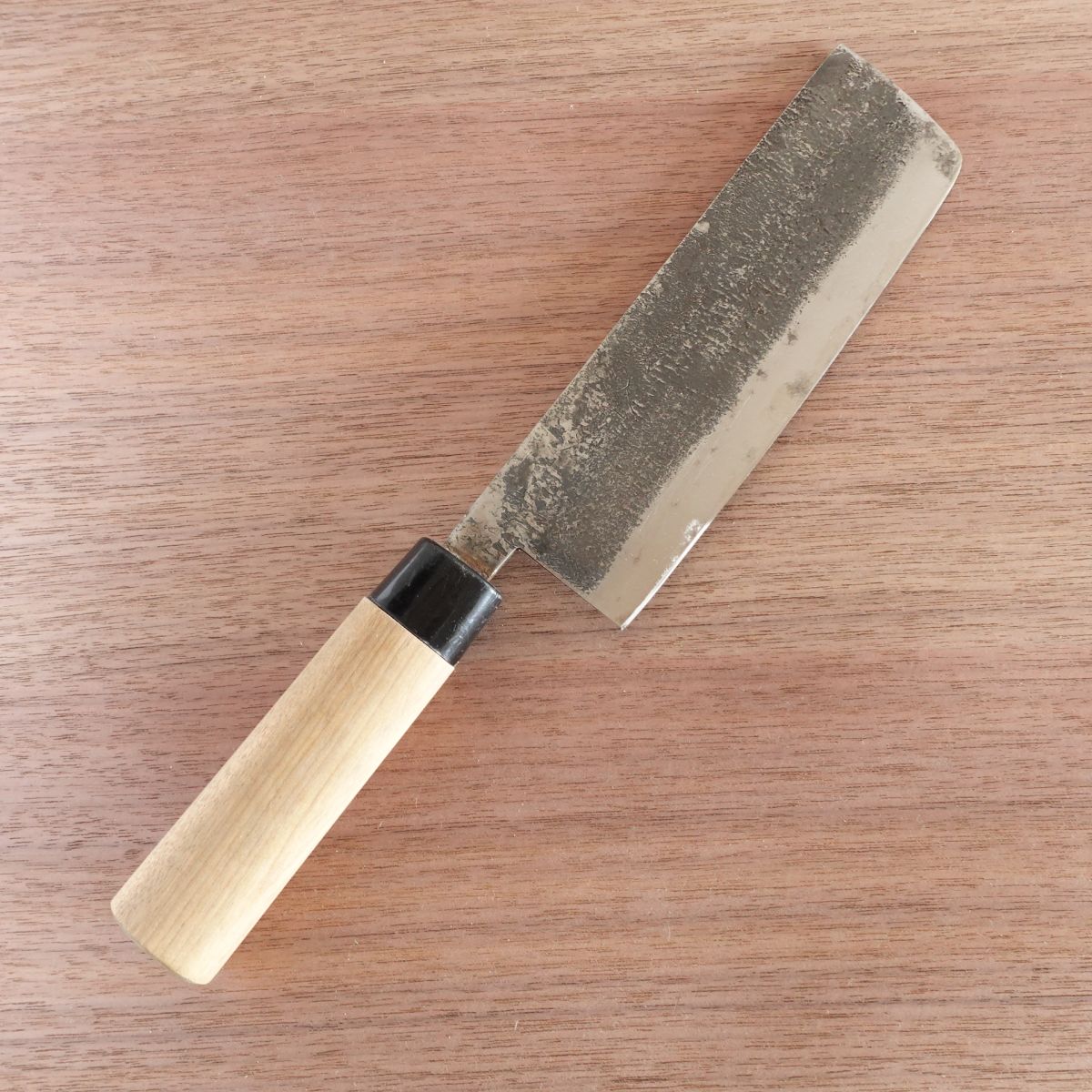 Seki Magoroku Nakiri Knife, Sharpened, Kinju, Kurouchi Nashiji Finish, Shirogami Steel, Yasuki Steel, 160mm