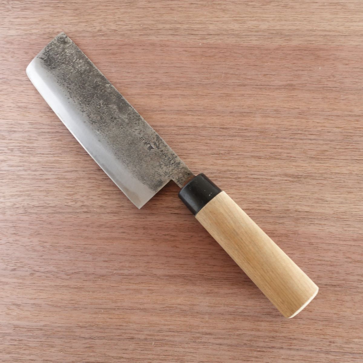 Seki Magoroku Nakiri Knife, Sharpened, Kinju, Kurouchi Nashiji Finish, Shirogami Steel, Yasuki Steel, 160mm