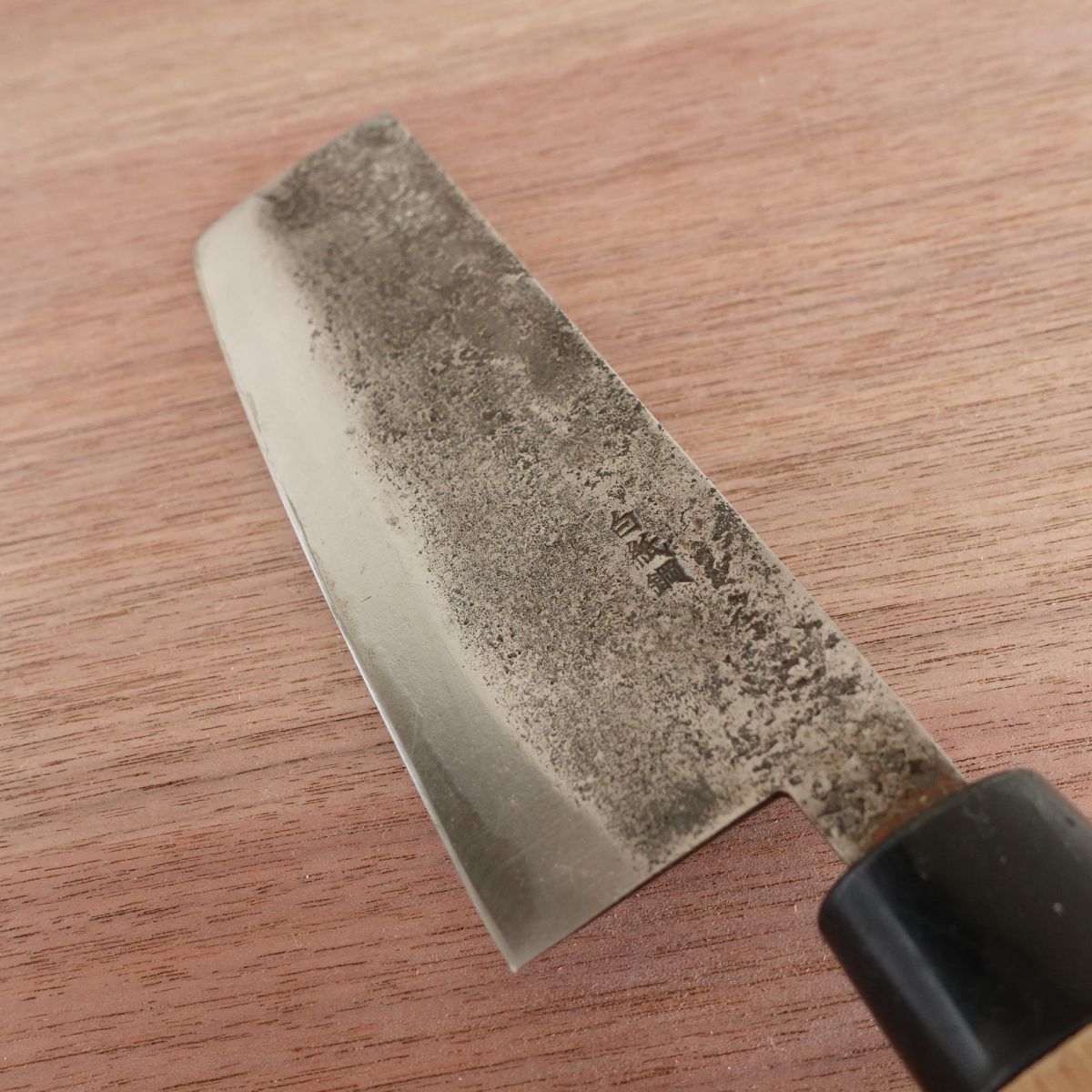 Seki Magoroku Nakiri Knife, Sharpened, Kinju, Kurouchi Nashiji Finish, Shirogami Steel, Yasuki Steel, 160mm