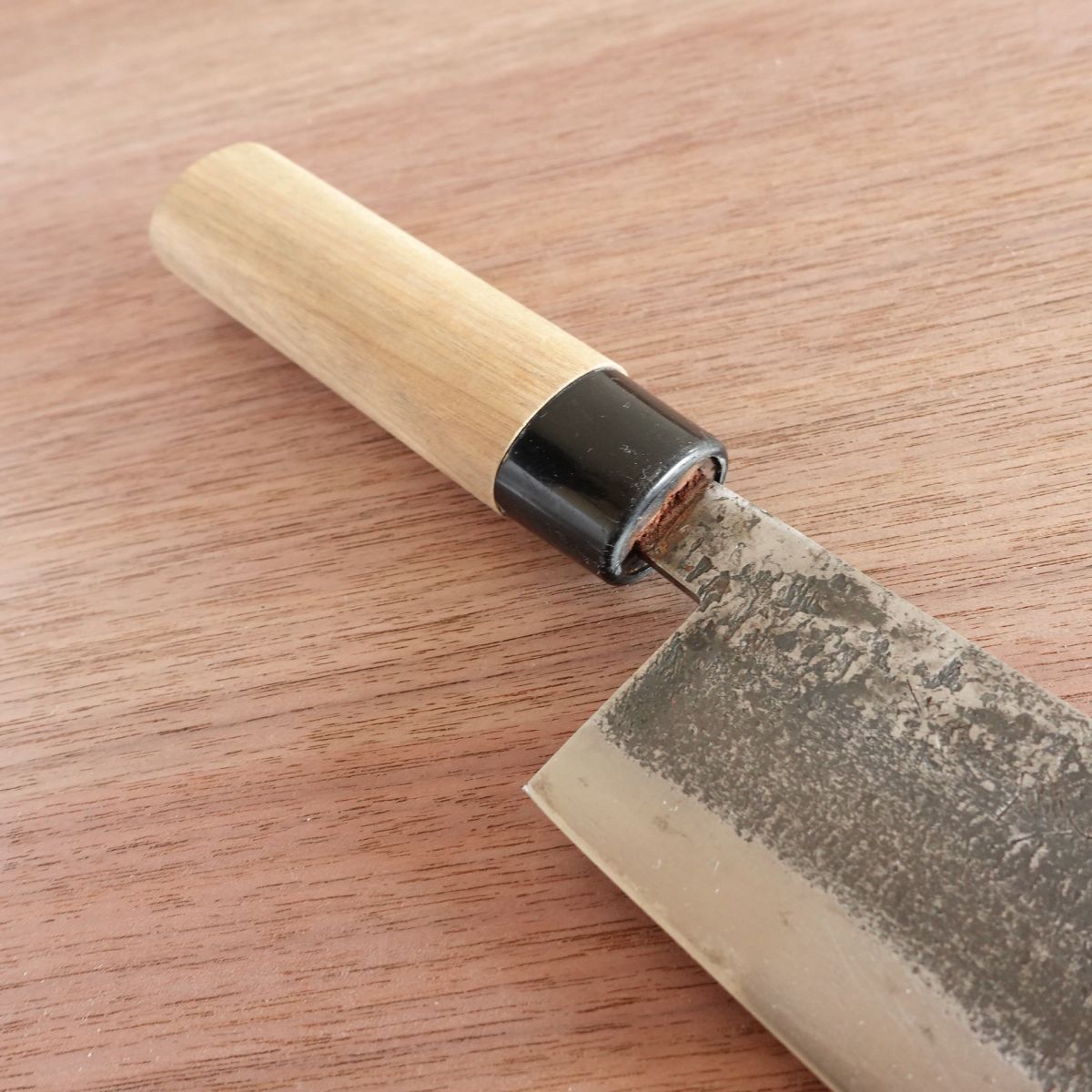 Seki Magoroku Nakiri Knife, Sharpened, Kinju, Kurouchi Nashiji Finish, Shirogami Steel, Yasuki Steel, 160mm