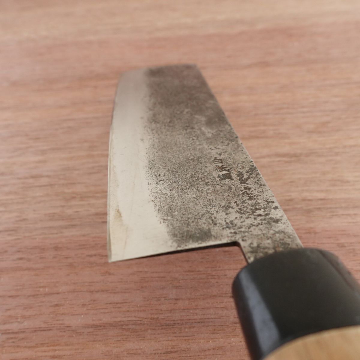 Seki Magoroku Nakiri Knife, Sharpened, Kinju, Kurouchi Nashiji Finish, Shirogami Steel, Yasuki Steel, 160mm