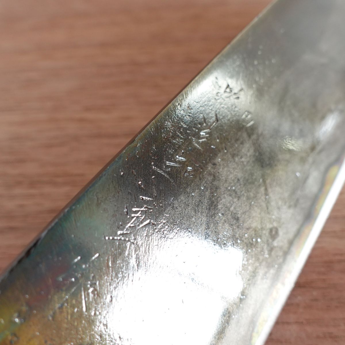 [HYPER REBORN] Suita Okishige Nakiri Knife, Sharpened, Black Oxide Finish, Water Buffalo Handle, Rare Vegetable Knife, 160mm