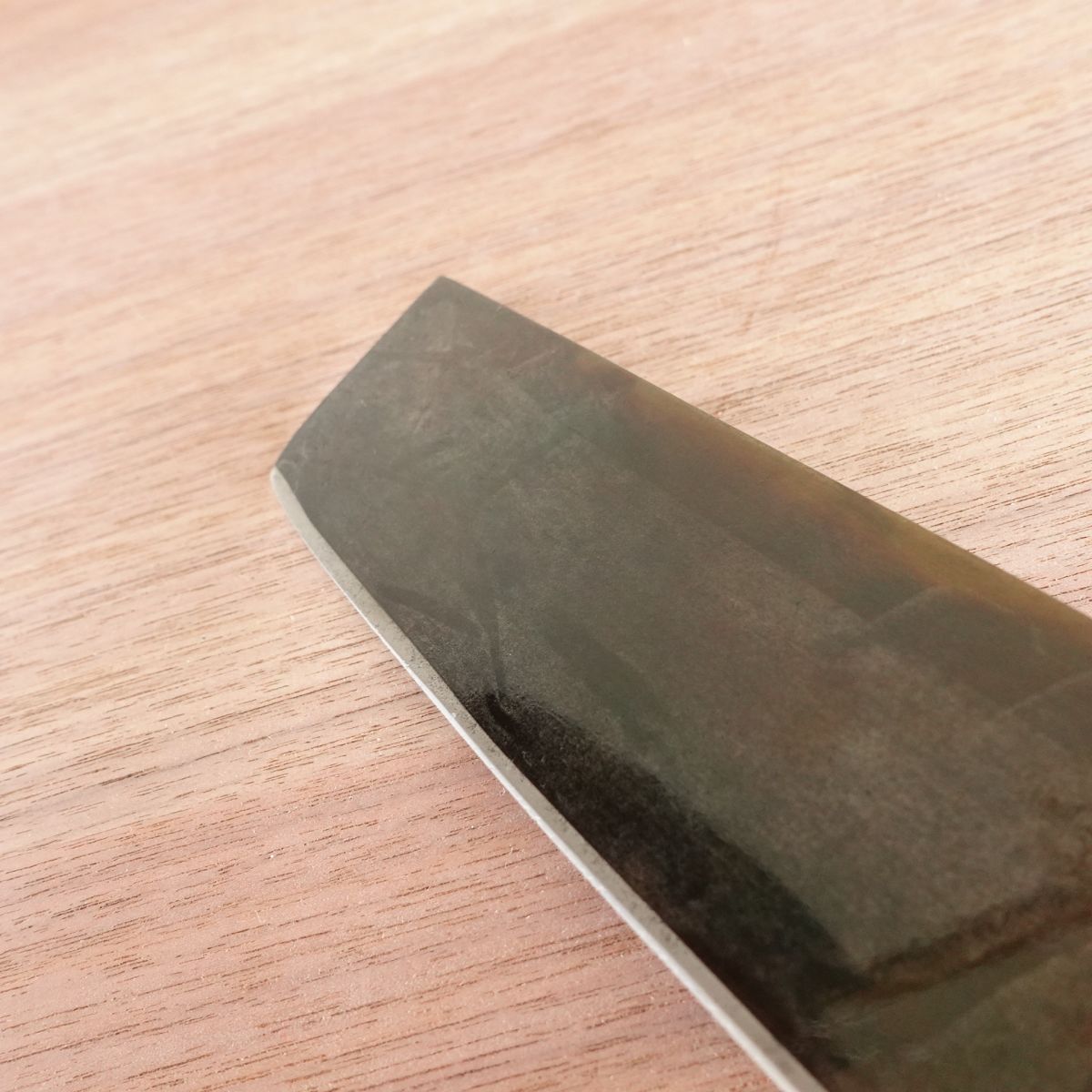[HYPER REBORN] Suita Okishige Nakiri Knife, Sharpened, Black Oxide Finish, Water Buffalo Handle, Rare Vegetable Knife, 160mm