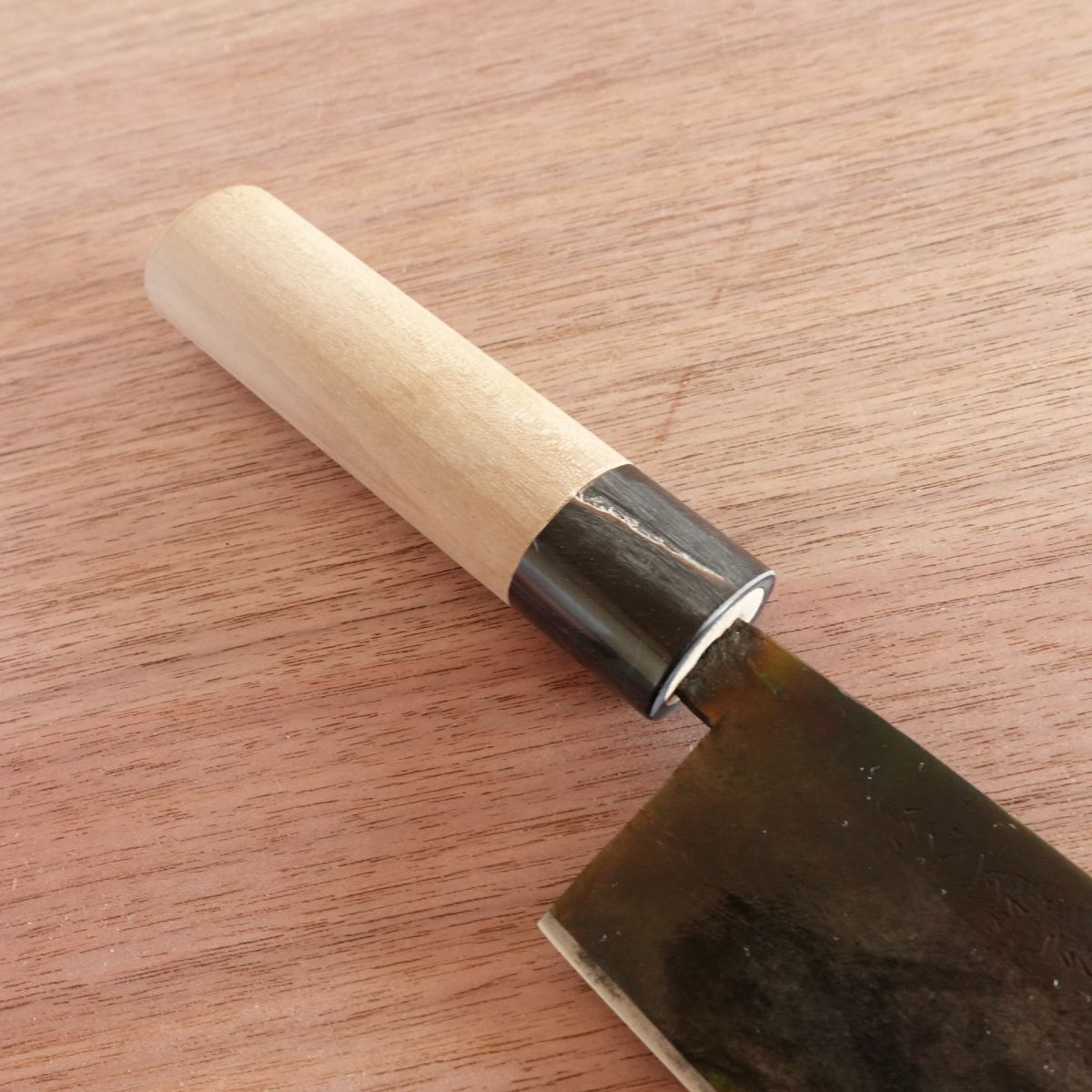 [HYPER REBORN] Suita Okishige Nakiri Knife, Sharpened, Black Oxide Finish, Water Buffalo Handle, Rare Vegetable Knife, 160mm