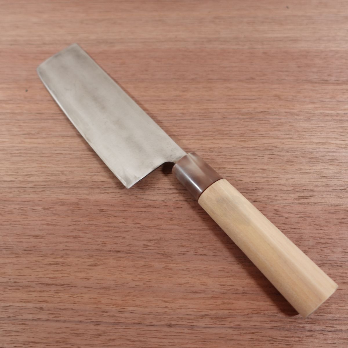 Daimonya Kagetsuna Nakiri Knife, Sharpened, Marble Handle, Carbon Steel, Double Bevel, 160mm