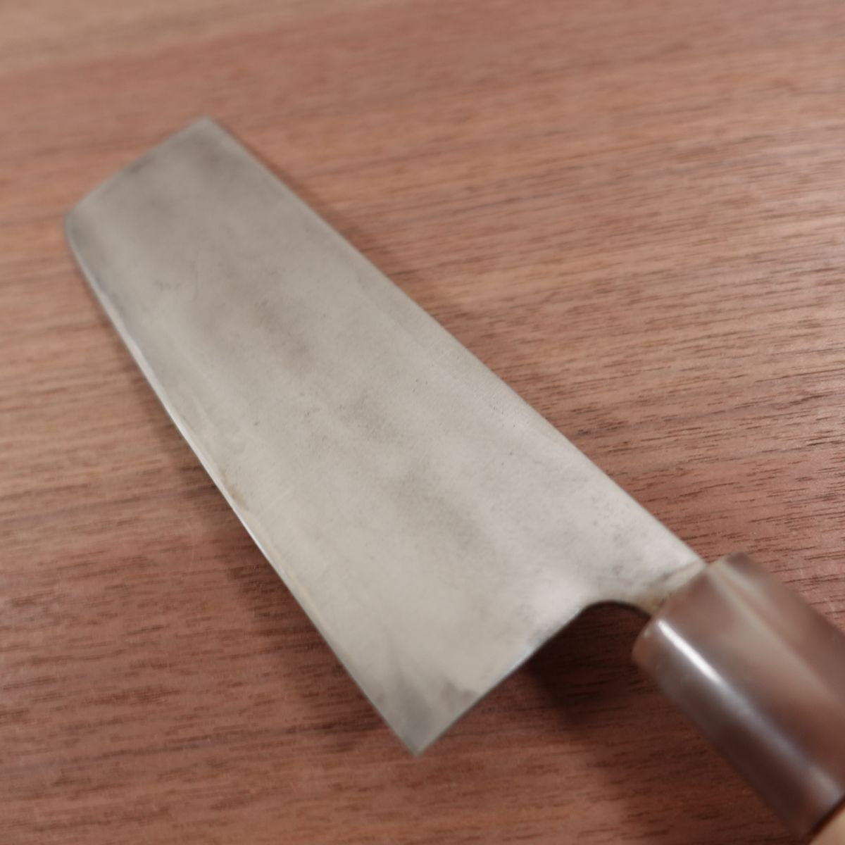 Daimonya Kagetsuna Nakiri Knife, Sharpened, Marble Handle, Carbon Steel, Double Bevel, 160mm