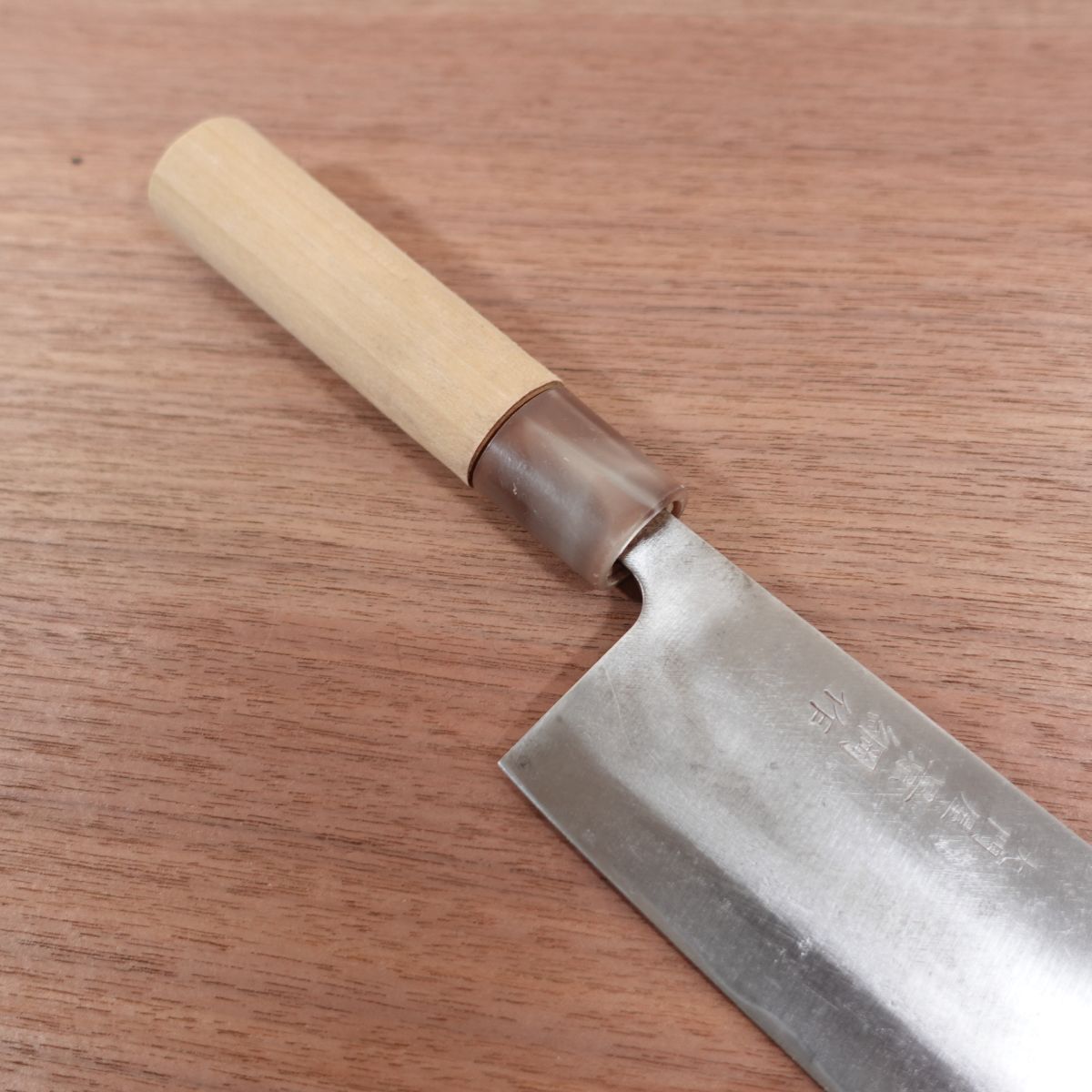 Daimonya Kagetsuna Nakiri Knife, Sharpened, Marble Handle, Carbon Steel, Double Bevel, 160mm