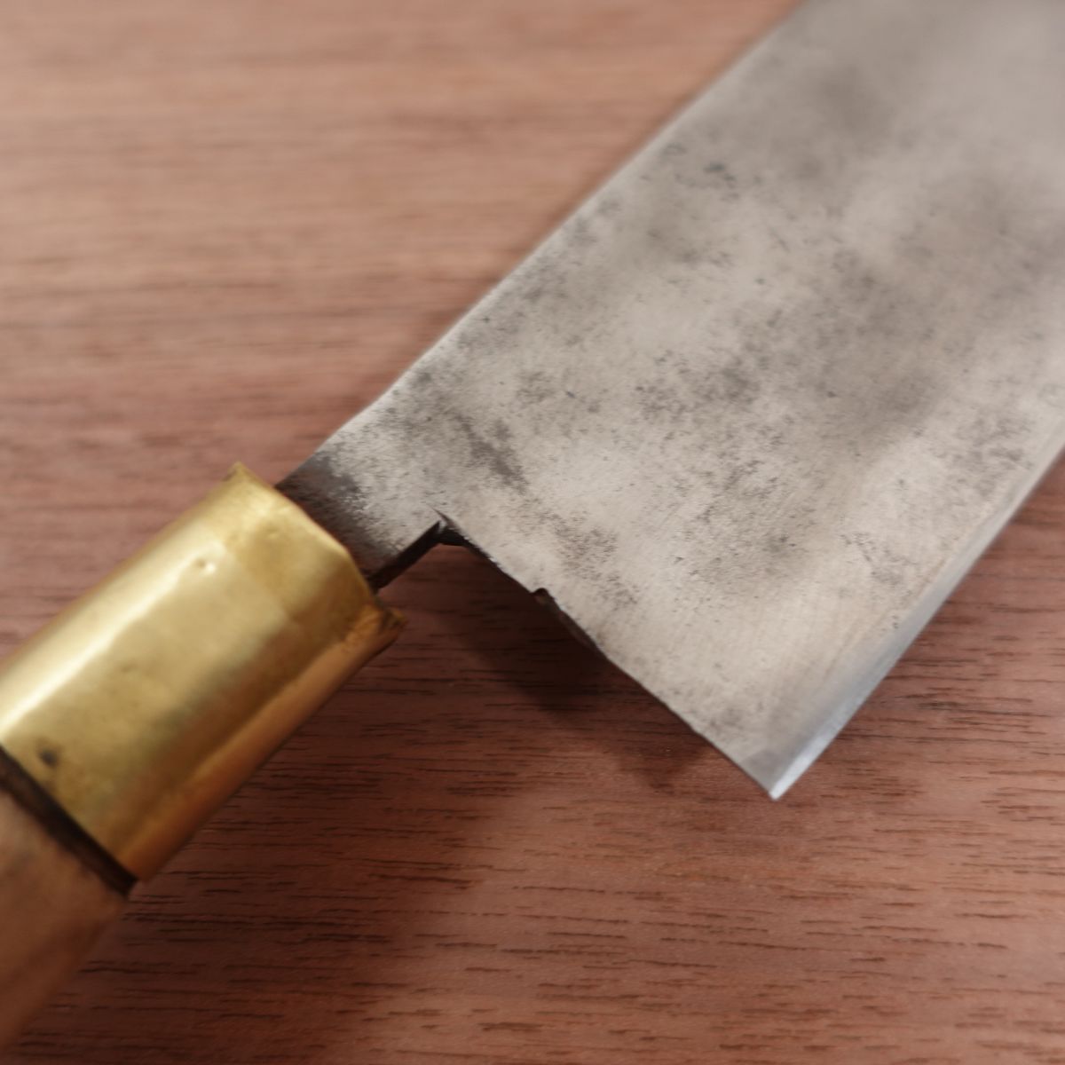 Showa Era Fine Craft Nakiri Knife, Sharpened, Carbon Steel, Nashiji Finish, Retro, Handmade, 165mm