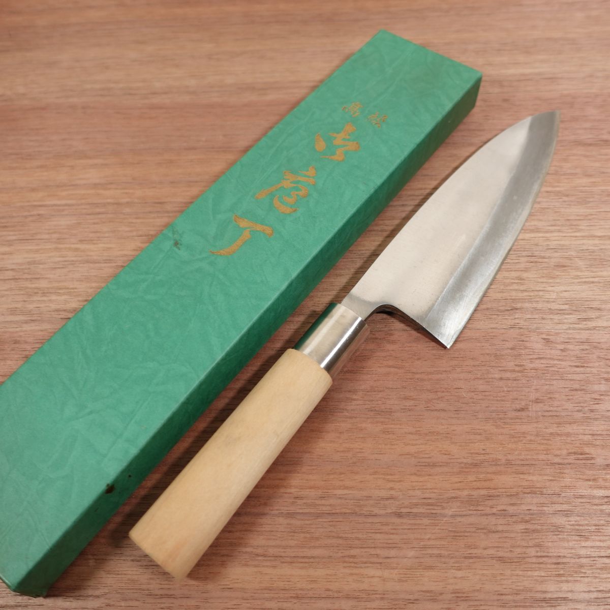 Enjutaro Kunimura Deba Messer, geschärft, Karbonstahl, Enju, Qualitätsgarantie-Aufkleber, originalverpackt, neuwertiger Lagerartikel, 170 mm