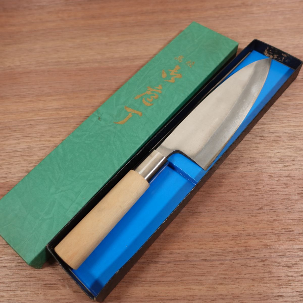 Enjutaro Kunimura Deba Messer, geschärft, Karbonstahl, Enju, Qualitätsgarantie-Aufkleber, originalverpackt, neuwertiger Lagerartikel, 170 mm