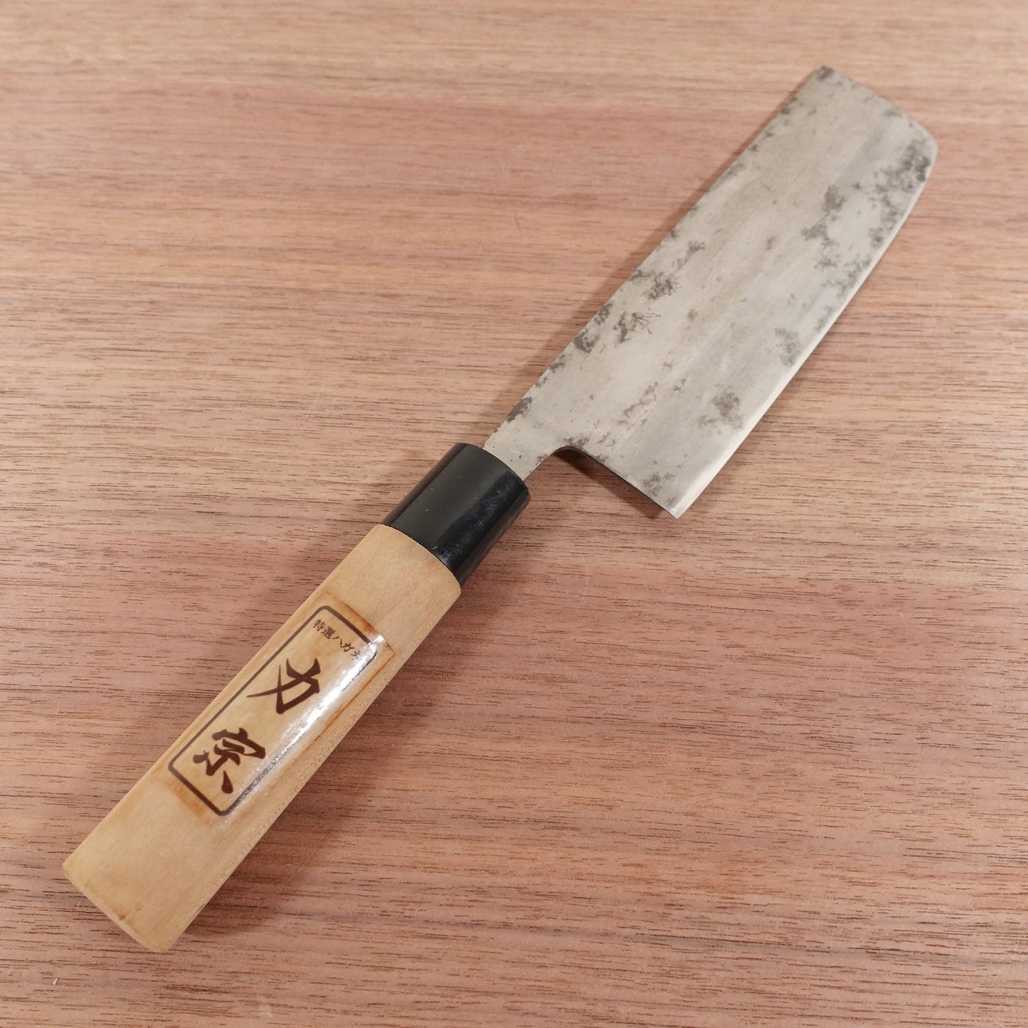 Rikiso Nakiri Knife, Sharpened, Carbon Steel, Double Bevel, Sticker Attached, 160mm