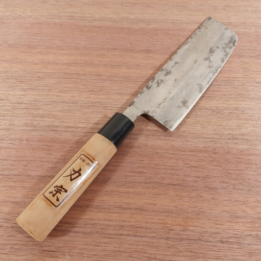 Rikiso Nakiri Knife, Sharpened, Carbon Steel, Double Bevel, Sticker Attached, 160mm