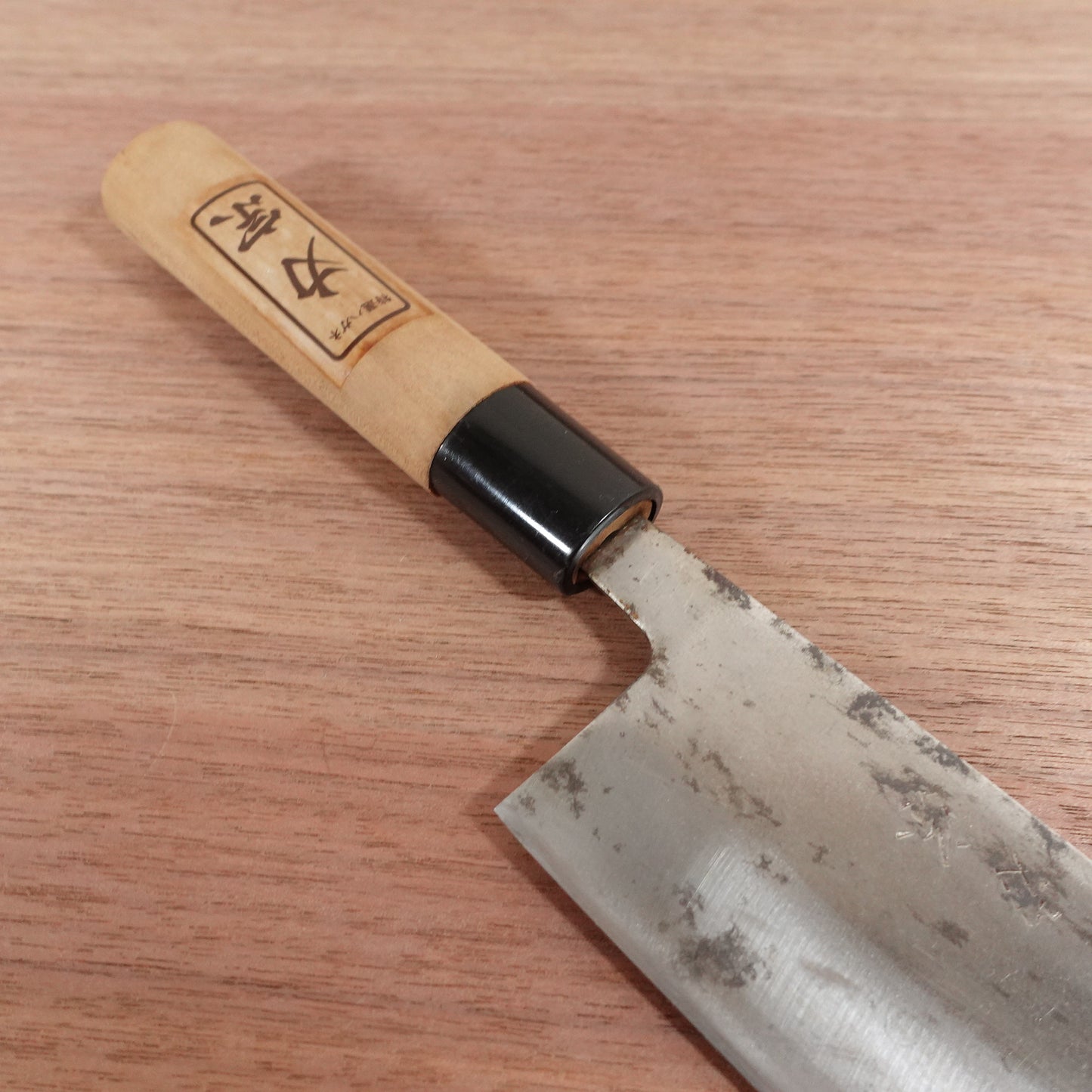 Rikiso Nakiri Knife, Sharpened, Carbon Steel, Double Bevel, Sticker Attached, 160mm