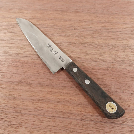 Sakai Kazuhiro Ko-Santoku Knife, Sharpened, All-Purpose Knife, Laminated Steel, Wide Petty, Straight Edge, 145mm