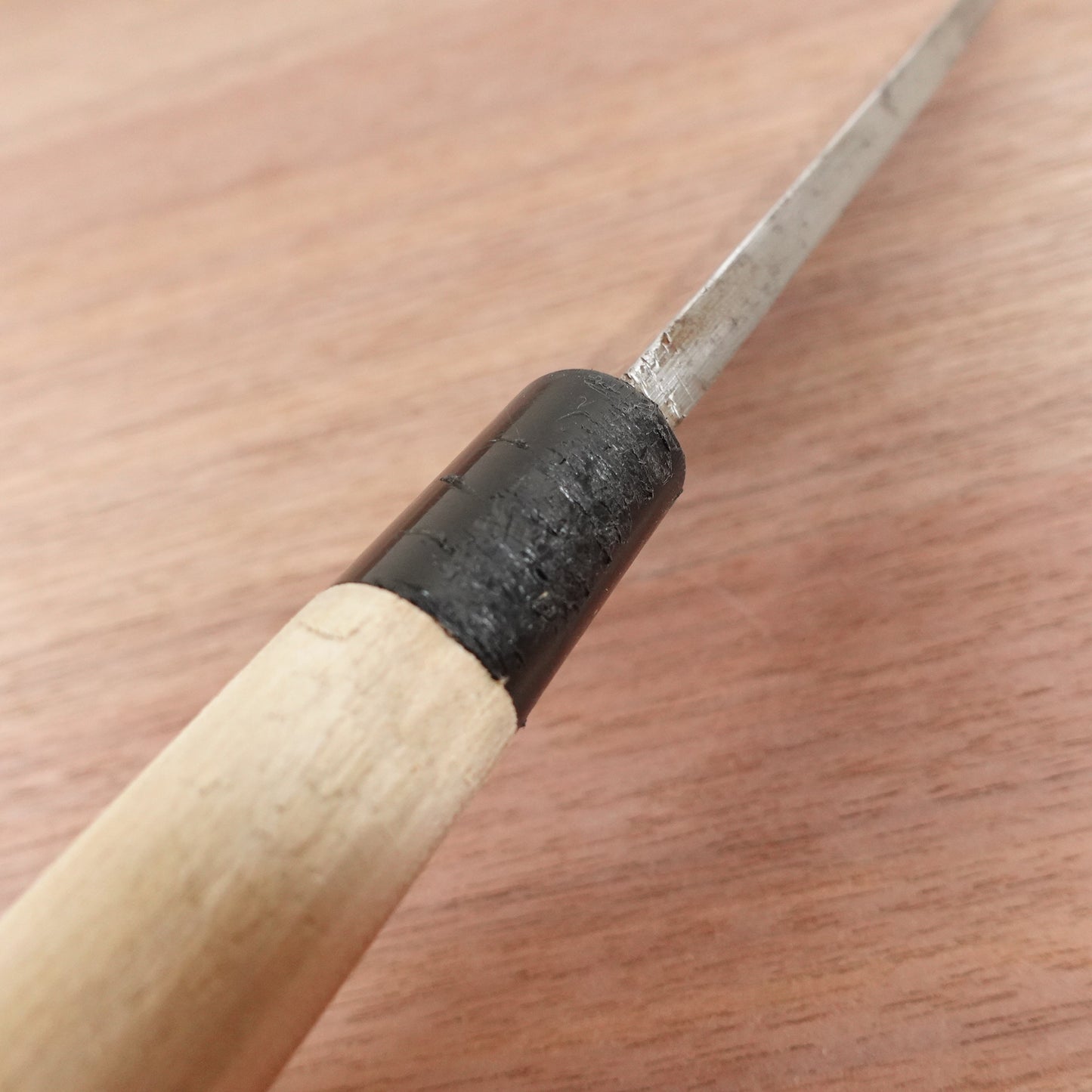 Sekimagoroku Deba Knife, Sharpened, Carbon Steel, Single Bevel, Hammer Marks on Spine Side of Handle, 155mm