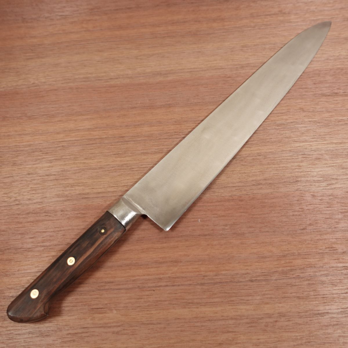 Sakai Ichimonji Mitsuhide Gyuto Messer, Geschärft, Allzweckmesser, Kochmesser, Karbonstahl, Nietenabdeckung Fehlt, 345mm