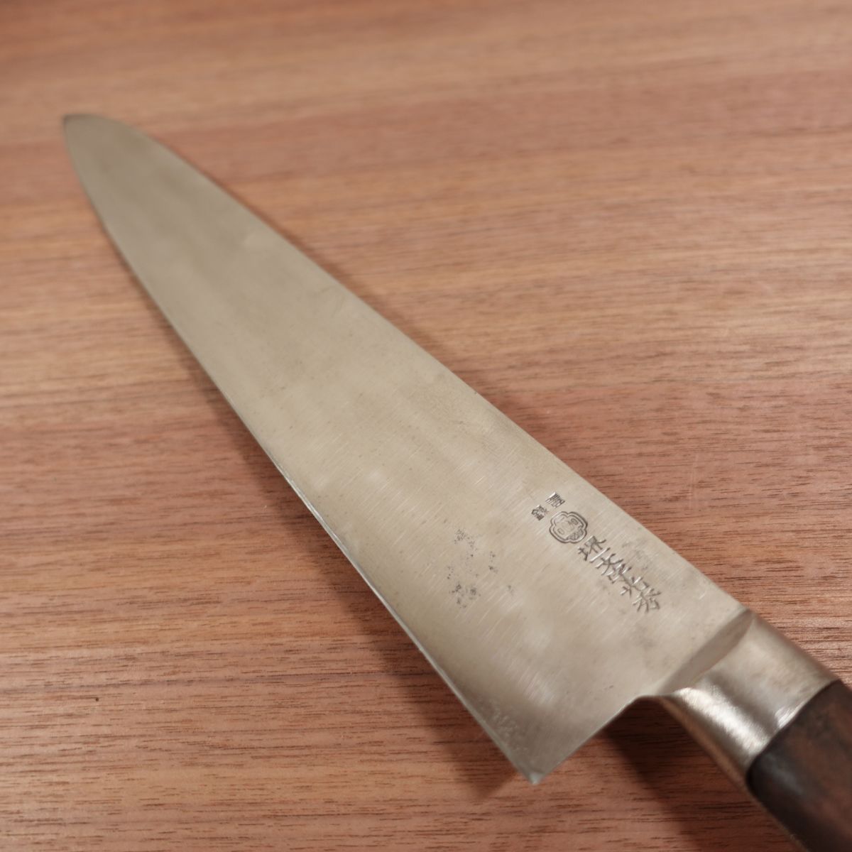 Sakai Ichimonji Mitsuhide Gyuto Messer, Geschärft, Allzweckmesser, Kochmesser, Karbonstahl, Nietenabdeckung Fehlt, 345mm