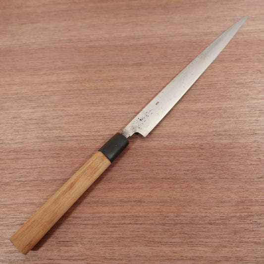 Masayoshi Fuguhiki Knife, Sharpened, Honyaki, Sashimi Knife, Water Buffalo Handle, Kiritsuke Yanagiba, Well Maintained, 255mm