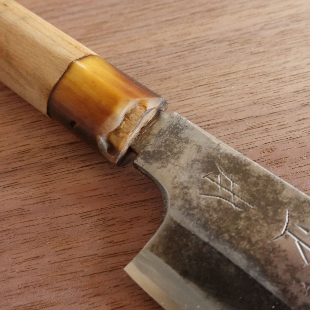 Masamoto Usuba Knife, Sharpened, Water Buffalo Handle, Single Bevel Vegetable Knife, 200mm