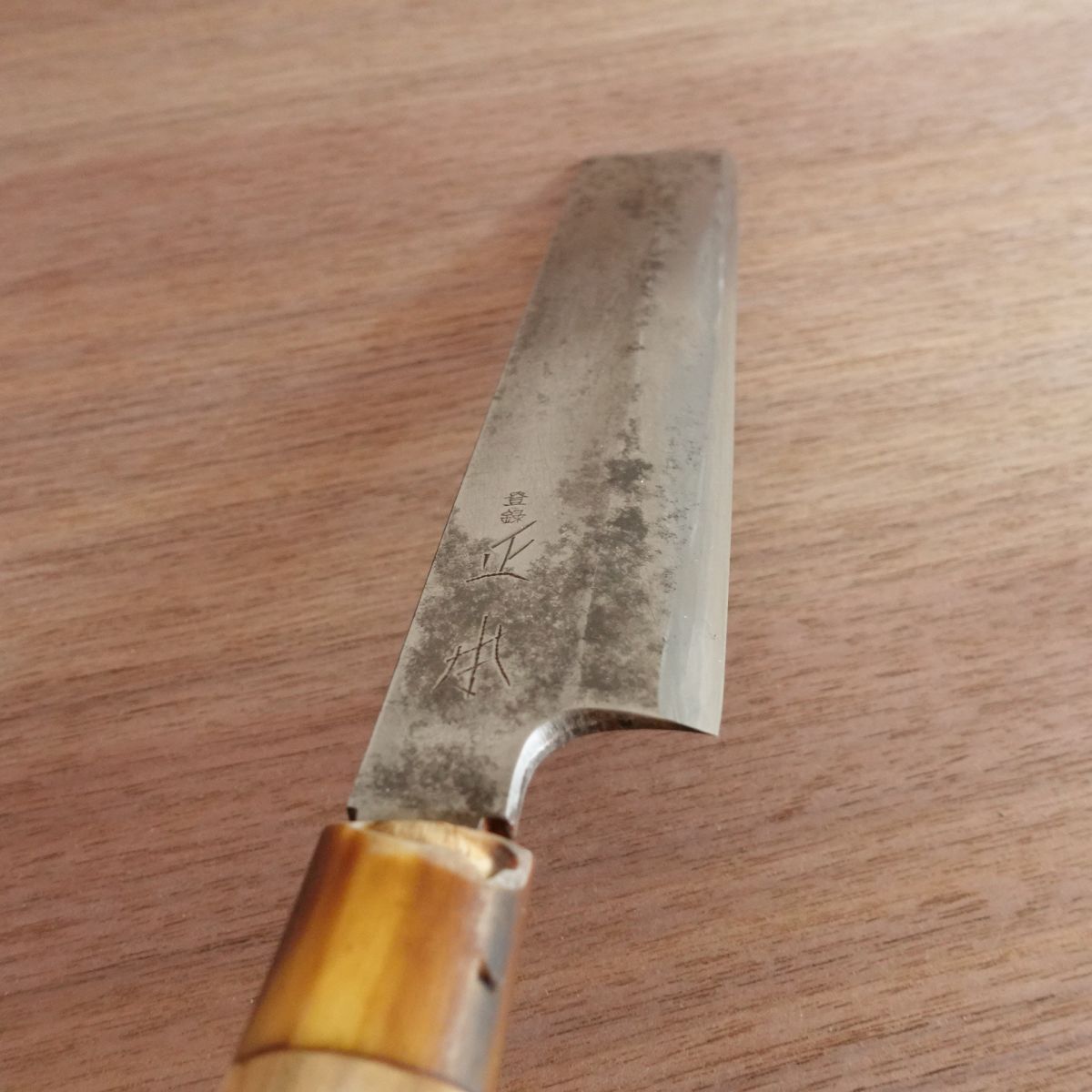 Masamoto Usuba Knife, Sharpened, Water Buffalo Handle, Single Bevel Vegetable Knife, 200mm