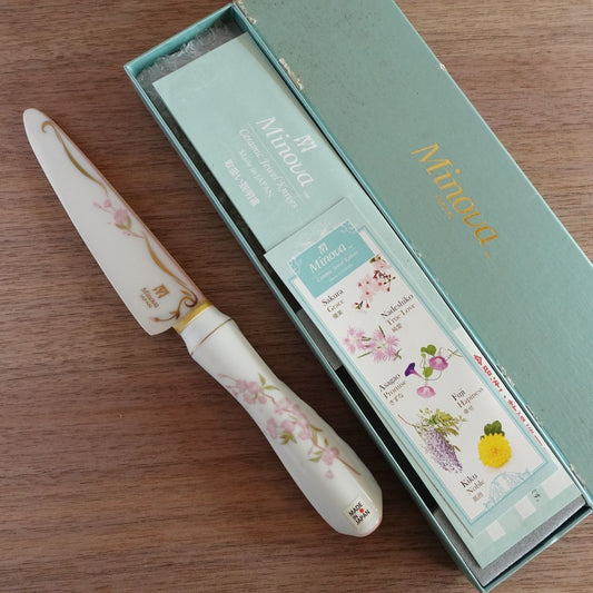 Minova Ceramic Jewel Knife Sakura Ko-Santoku Petty Knife, Ceramic, Boxed, Unused Stored Item, 130mm