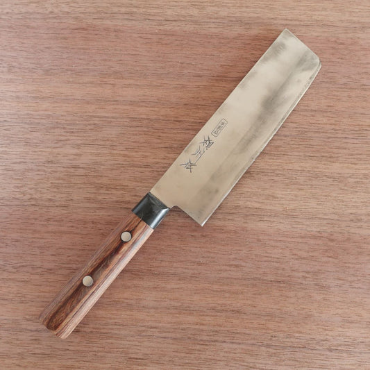 Soshu-den Nakiri Knife, Sharpened, Vegetable Knife, Double-Edged, Hon-Warikomi, 160mm