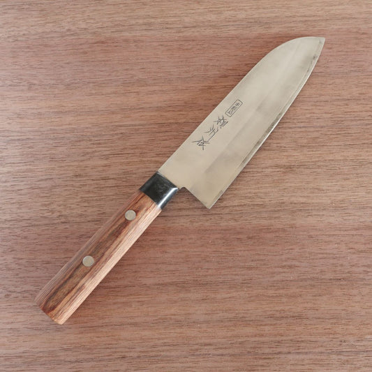 Soshu-den Santoku Knife, Sharpened, All-Purpose Knife, Double-Edged, Hon-Warikomi, 170mm