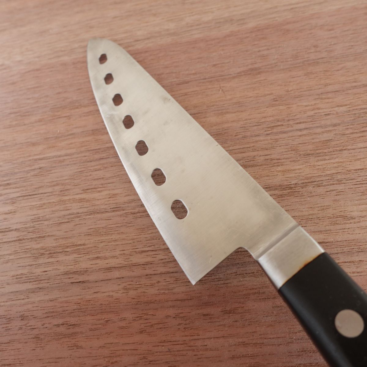 Noshu Magoroku Gyuto Knife, Sharpened, Sakimaru Tip, Perforated Blade, Molybdenum Steel, Santoku Style, 185mm