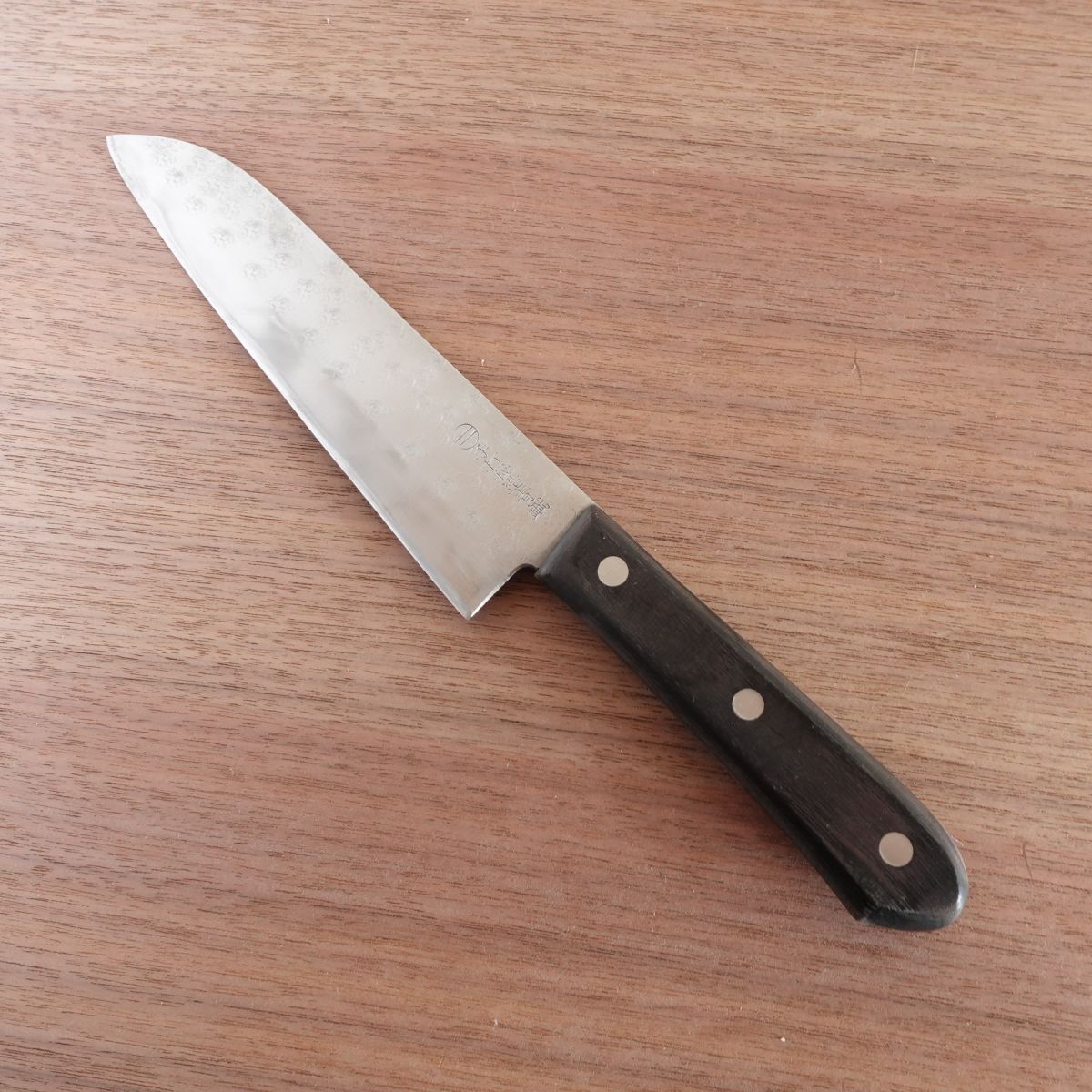 Michiba Santoku Knife, Sharpened, Hand-Forged Aogami Steel, Yasuki Blue Steel, Hon-Warikomi, 170mm