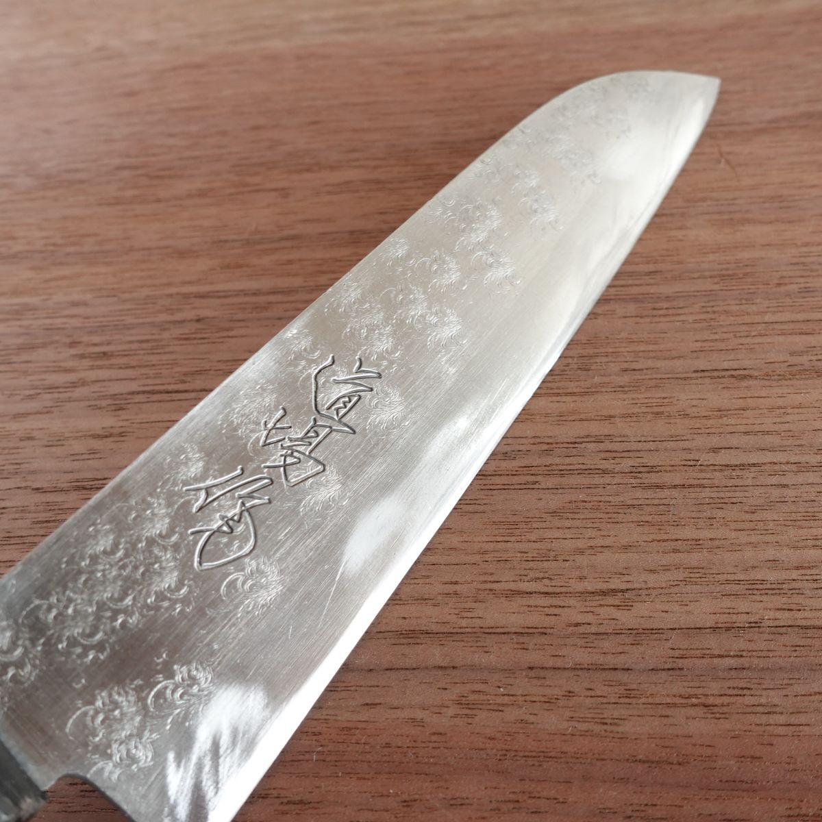 Michiba Santoku Knife, Sharpened, Hand-Forged Aogami Steel, Yasuki Blue Steel, Hon-Warikomi, 170mm