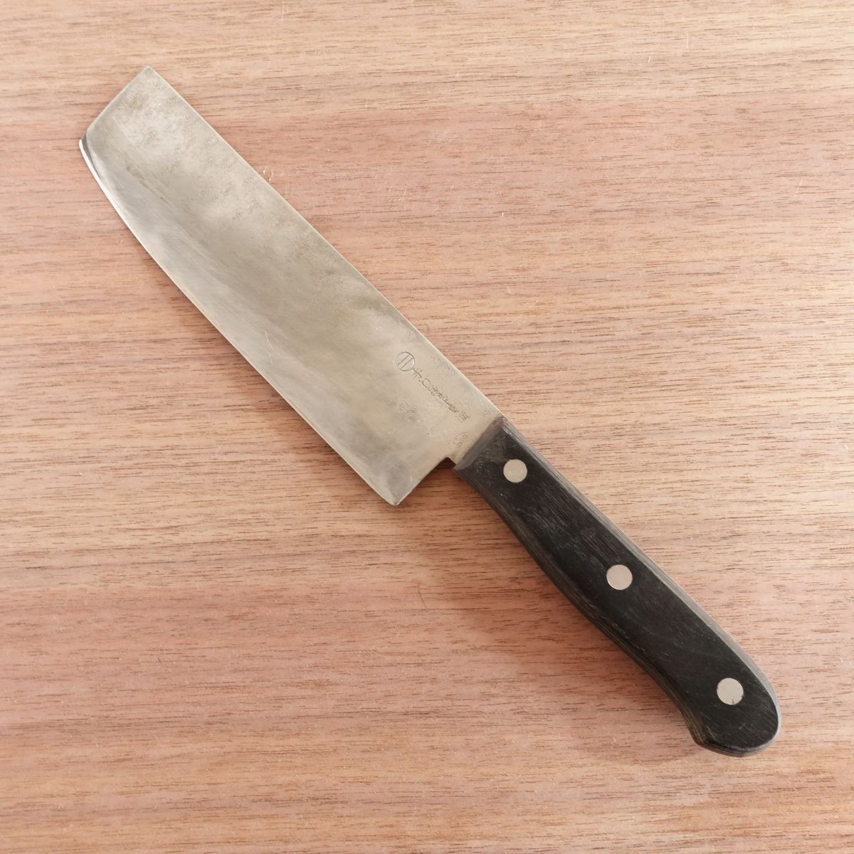 Michiba Nakiri Knife, Sharpened, Hand-Forged Aogami Steel, Yasuki Blue Steel, Hon-Warikomi, 165mm