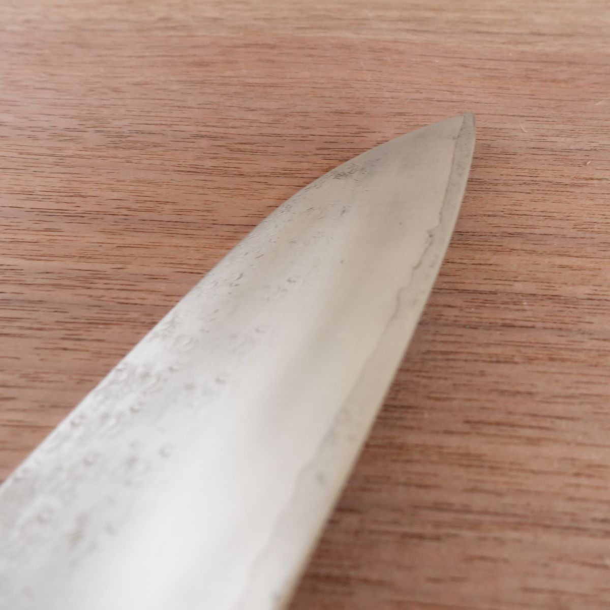 Takesada Santoku Knife, Sharpened, Hand-Forged Aogami Steel, Yasuki Blue Steel, Hon-Warikomi, 175mm