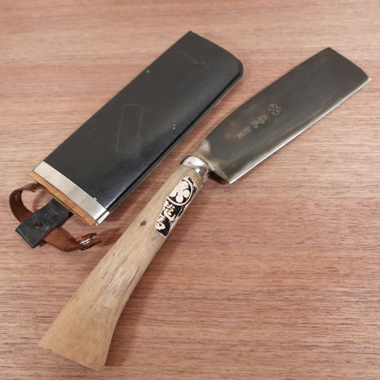 Ryoma Hatchet, Sharpened, Black Oxide Finish, Double Bevel, Waist Hatchet, Carbon Steel, Special, Sheath Included, Damaged Clasp, 180mm