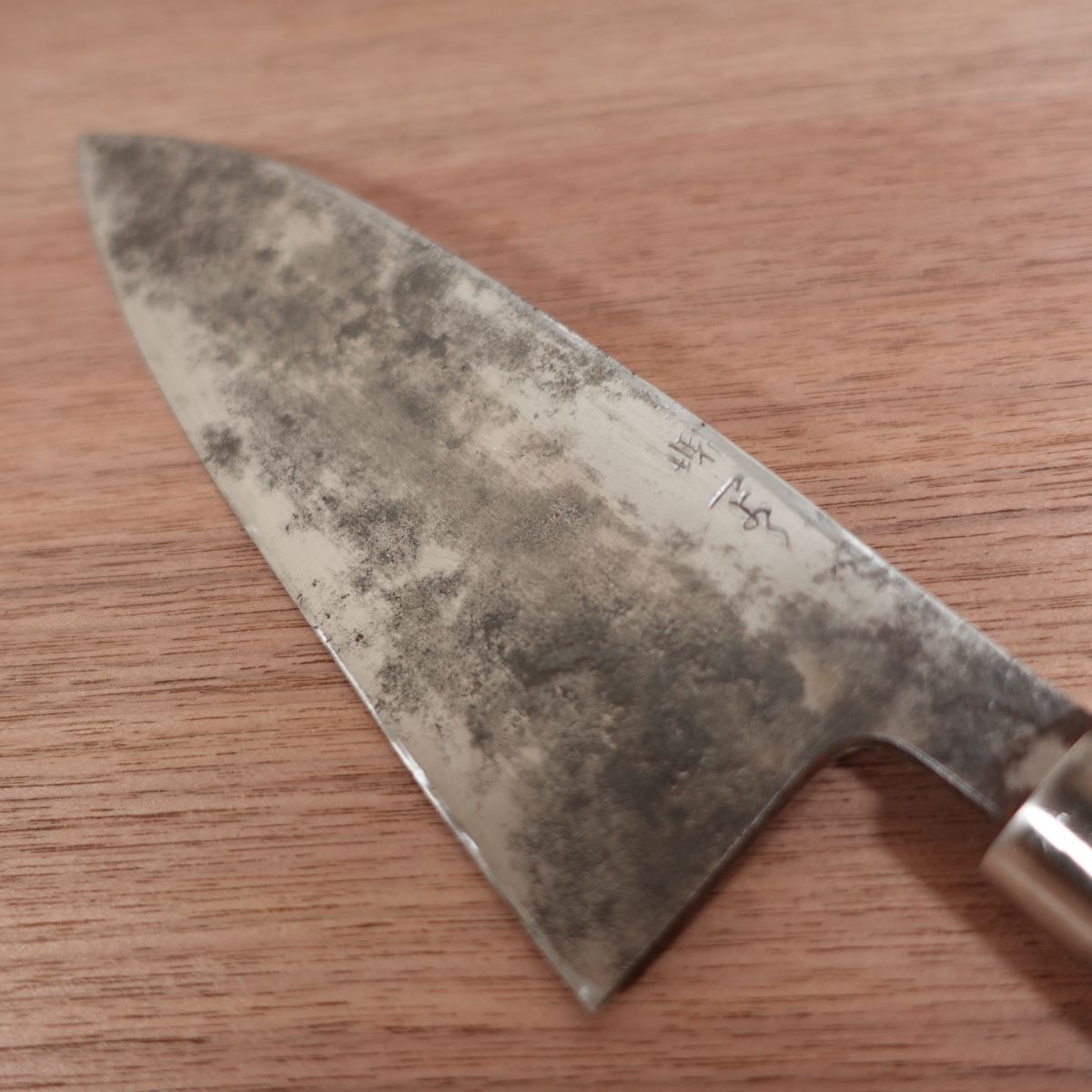 Sakai Ichiyoshi Deba Knife, Sharpened, Large Deba, Carbon Steel, Single Bevel, Heavy Rust, 185mm