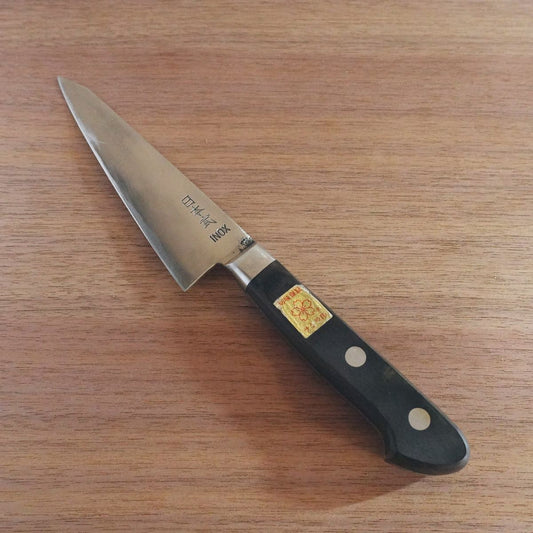 Yamato Takeru Honesuki Knife, Sharpened, INOX Stainless Steel, Sabaki, Garasuki, Double-Edged, Thick Blade, 145mm