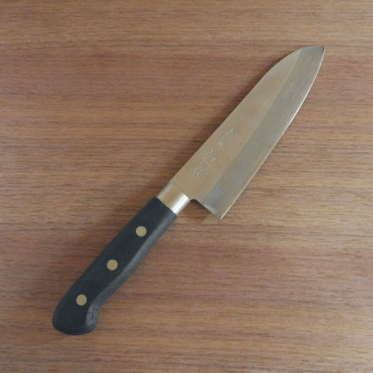 Kikka Santoku Knife, Sharpened, All-Purpose Knife, Hon-Warikomi Steel, KAI, 165mm