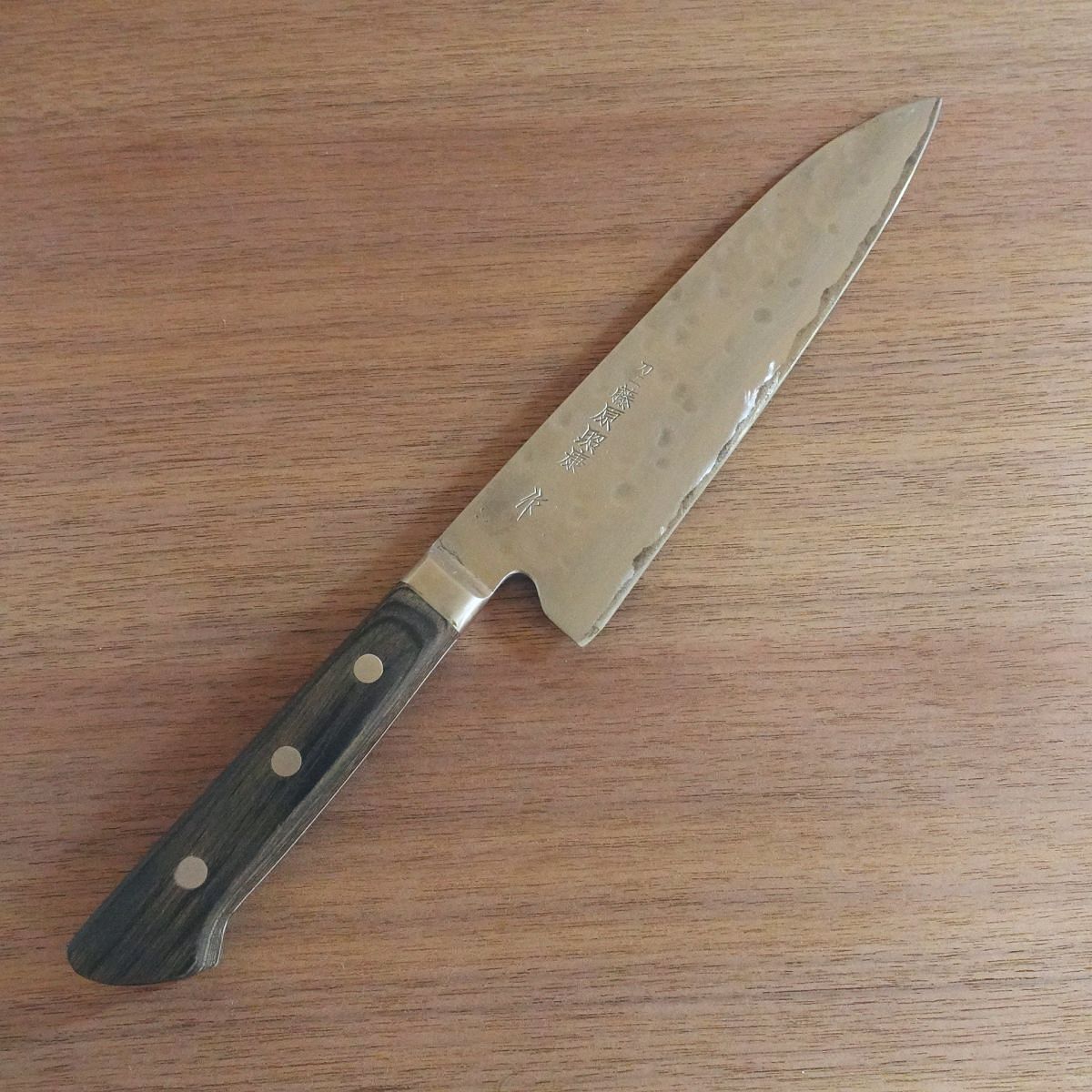 Teruyasu Fujiwara Gyuto Knife, Sharpened, Tsuchime Nashiji Finish, Maboroshi Series, Hon-Warikomi, 190mm