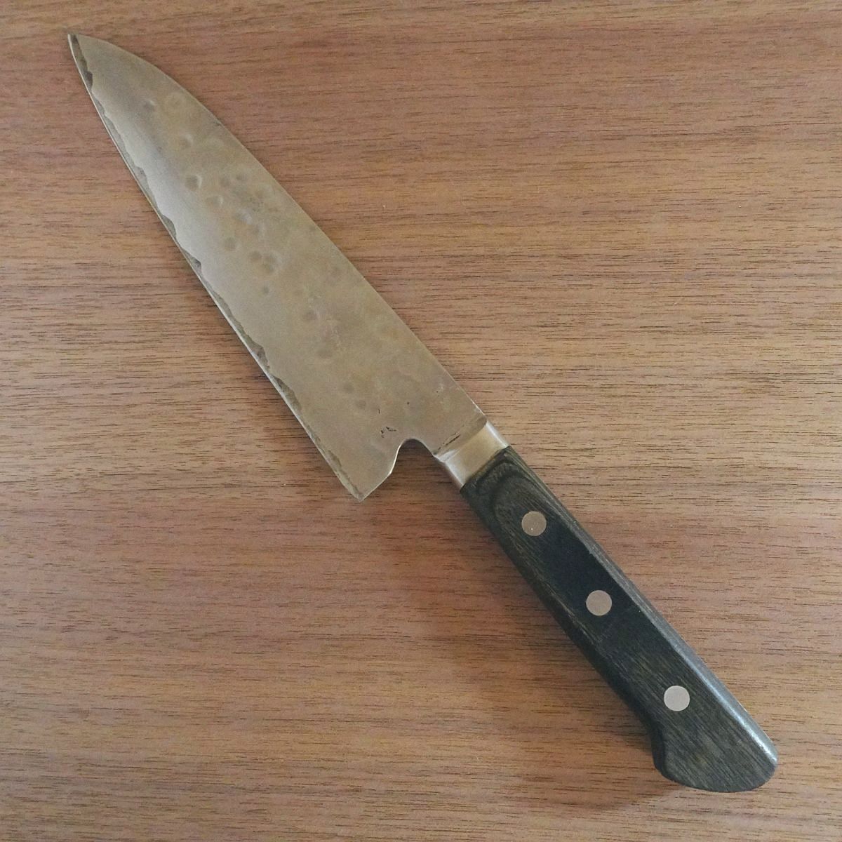 Teruyasu Fujiwara Gyuto Knife, Sharpened, Tsuchime Nashiji Finish, Maboroshi Series, Hon-Warikomi, 190mm