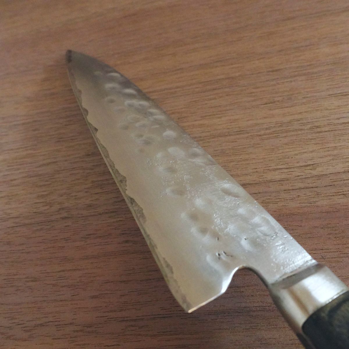 Teruyasu Fujiwara Gyuto Knife, Sharpened, Tsuchime Nashiji Finish, Maboroshi Series, Hon-Warikomi, 190mm