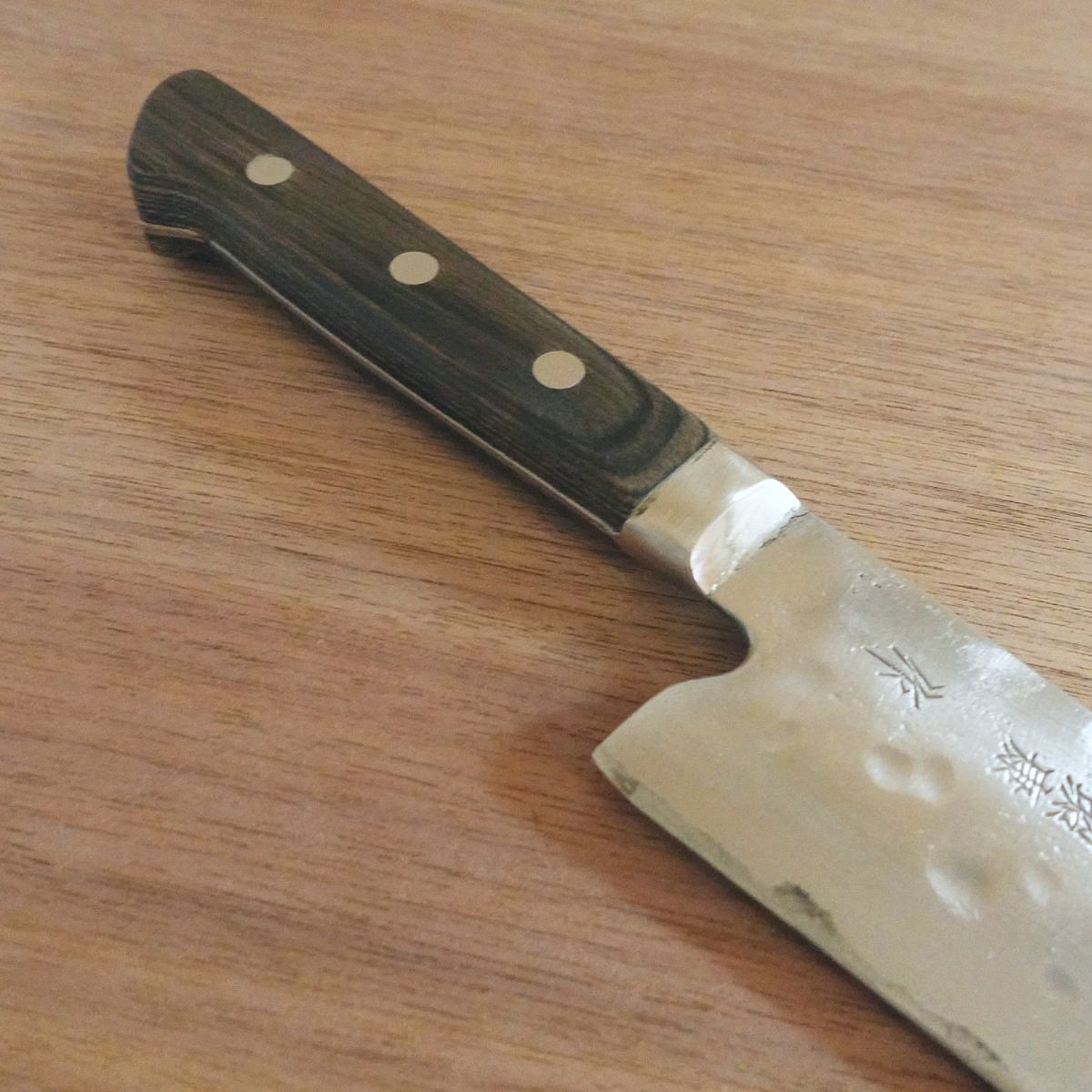 Teruyasu Fujiwara Gyuto Knife, Sharpened, Tsuchime Nashiji Finish, Maboroshi Series, Hon-Warikomi, 190mm