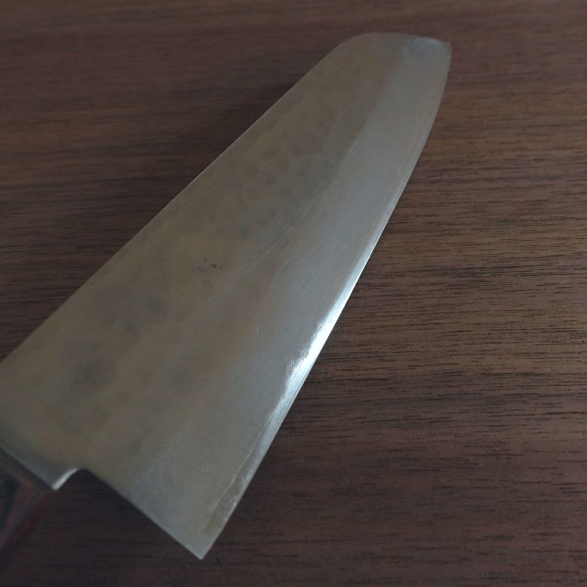 Nagaragawa Santoku Knife, Sharpened, Tsuchime Finish, Handcrafted, Nearly Unused, 165mm