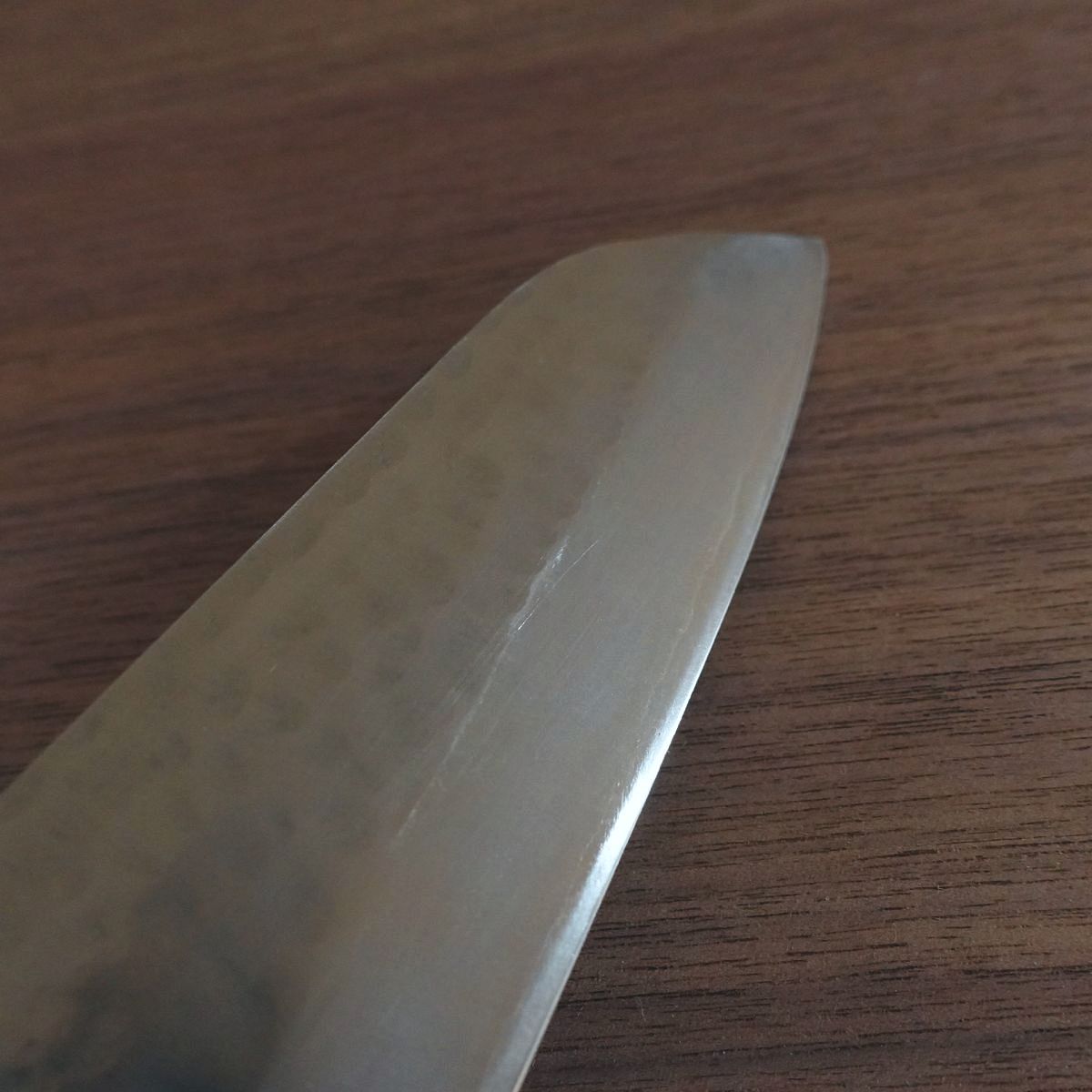 Nagaragawa Santoku Knife, Sharpened, Tsuchime Finish, Handcrafted, Nearly Unused, 165mm