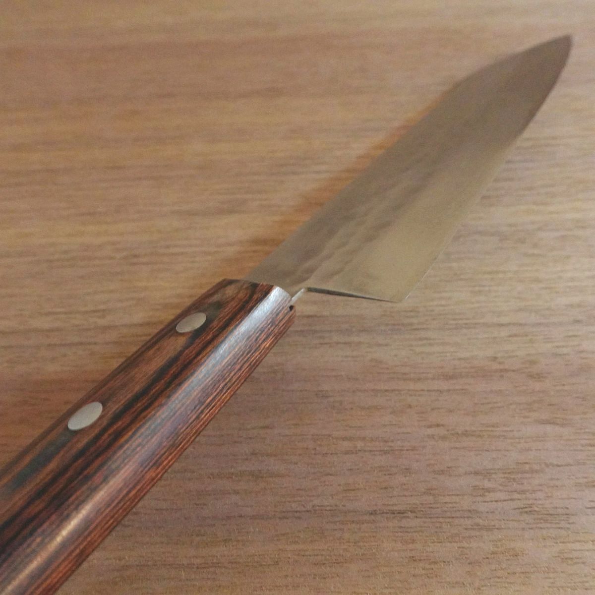 Nagaragawa Santoku Knife, Sharpened, Tsuchime Finish, Handcrafted, Nearly Unused, 165mm
