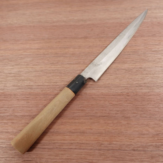 Blue Steel Yanagiba Knife, Sharpened, Sashimi Knife, Water Buffalo Handle, Yasuki Steel, 210mm