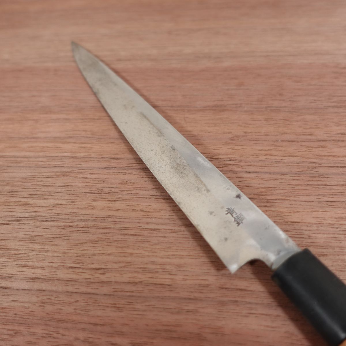 Blue Steel Yanagiba Knife, Sharpened, Sashimi Knife, Water Buffalo Handle, Yasuki Steel, 210mm